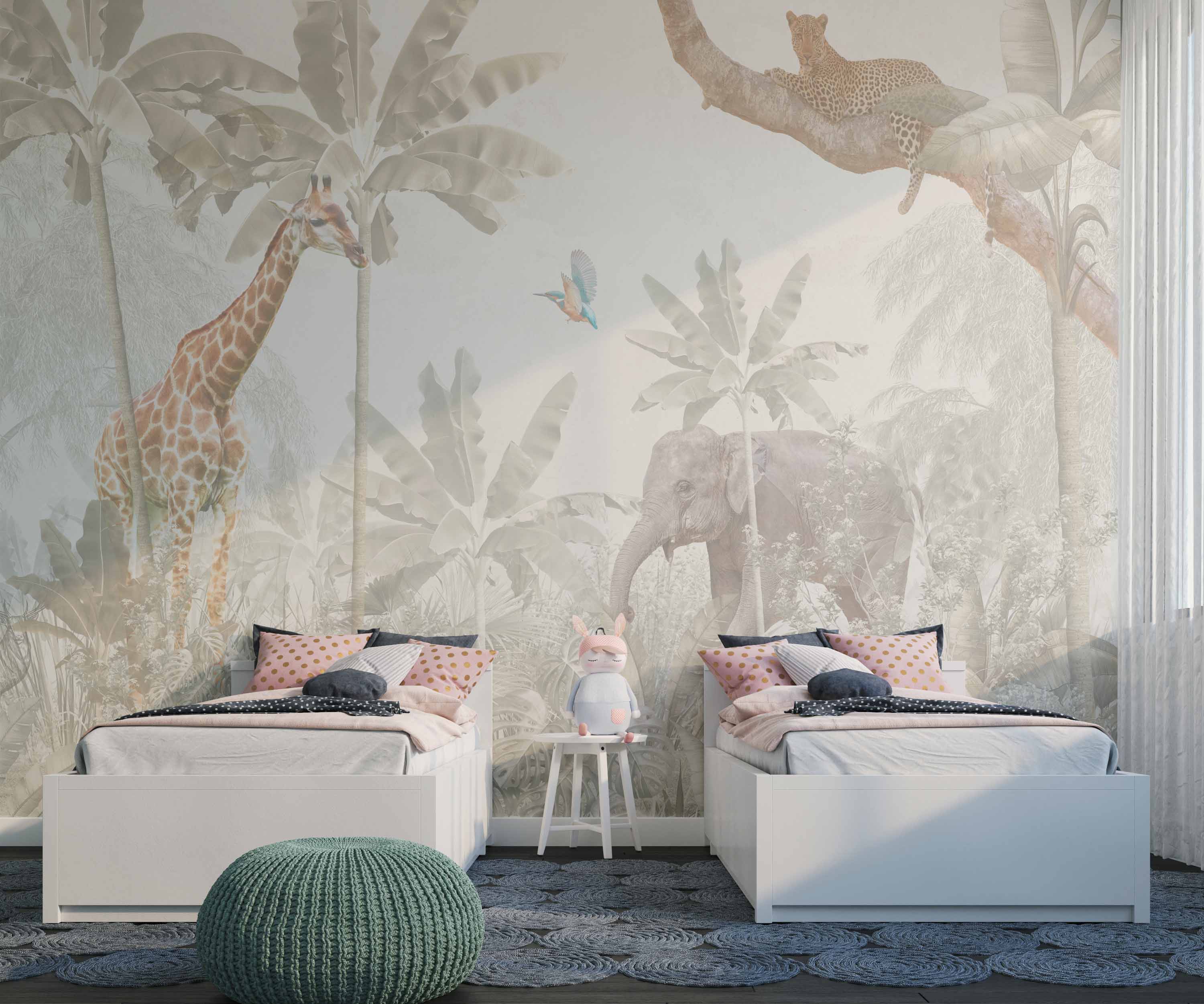 kids room jungle forest mural wallpaper