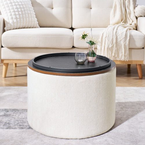 Fleefilo 2-Piece Set Round Storage Ottoman