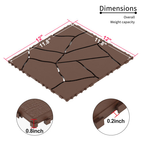 Fleefilo 44 PCS Set Patio Deck Tiles, 12" x 12"