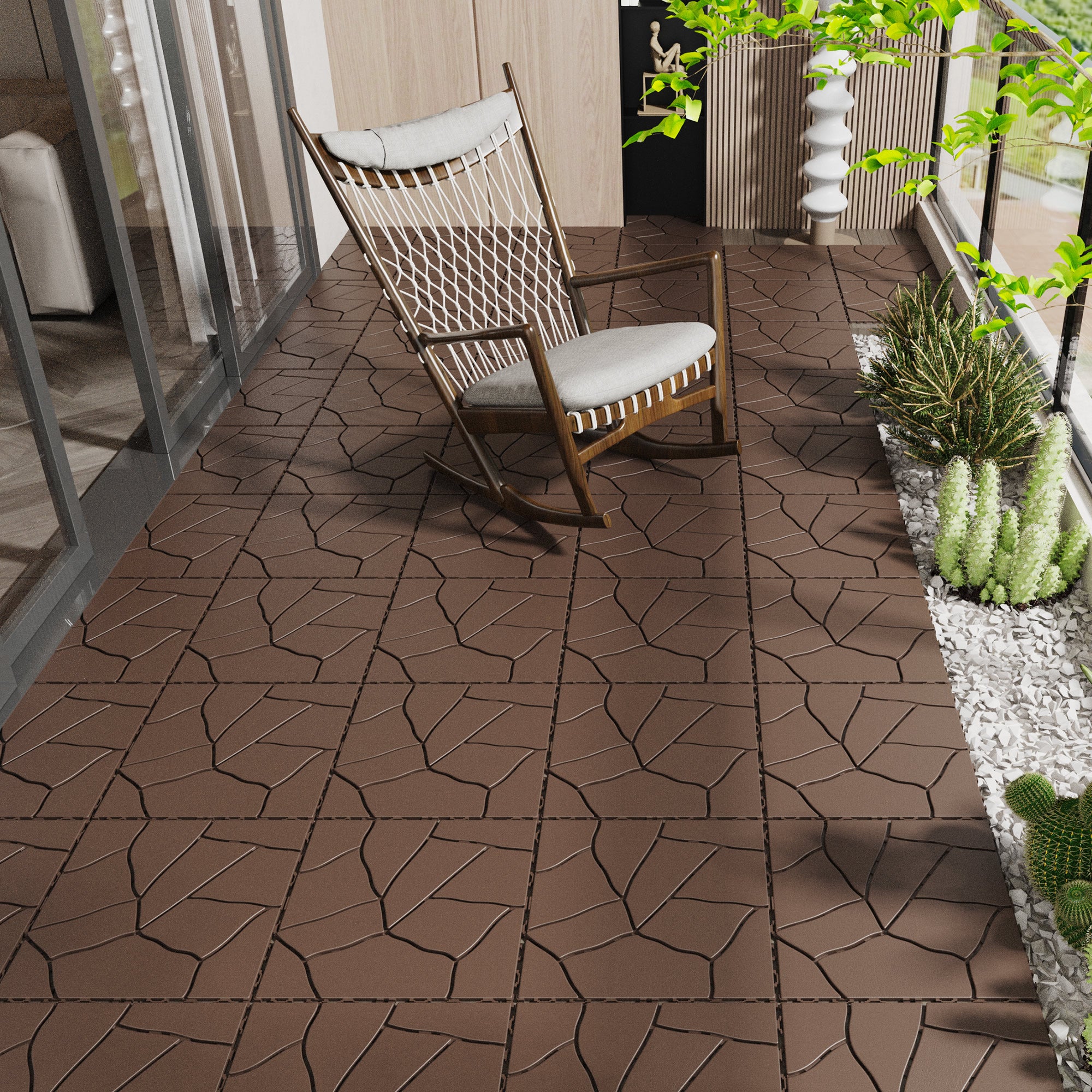 Fleefilo 44 PCS Set Patio Deck Tiles, 12" x 12"