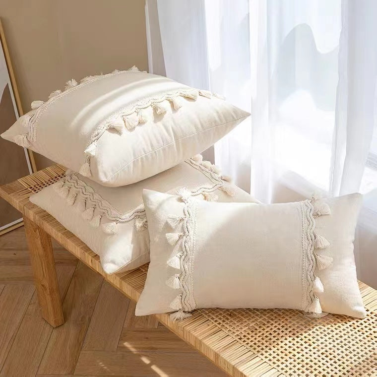 Fleefilo Fleefilo 3PCS Set Boho Beige/Cream Cushion Cover