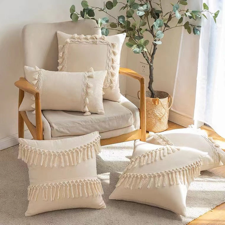 Fleefilo Fleefilo 3PCS Set Boho Beige/Cream Cushion Cover