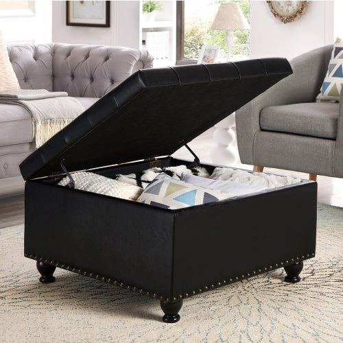 Fleefilo Black Large square storage ottoman