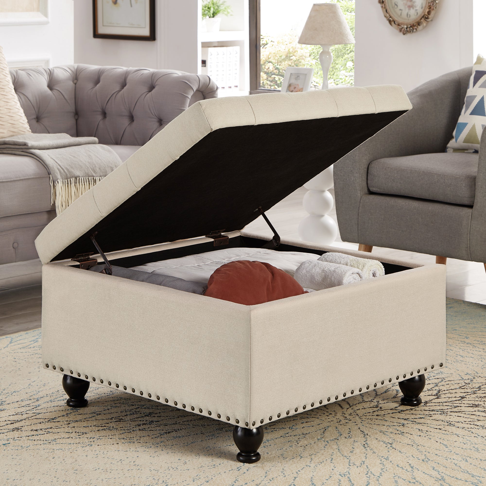 Fleefilo Large square storage ottoman