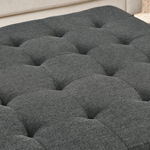 Fleefilo Linen Large Square Ottoman