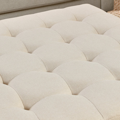 Fleefilo Linen Large Square Ottoman