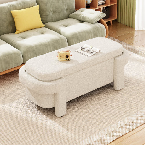 Fleefilo Modern Storage Ottoman Bench,White