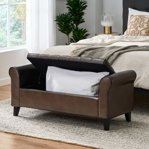 Fleefilo Storage Bench Brown Leather