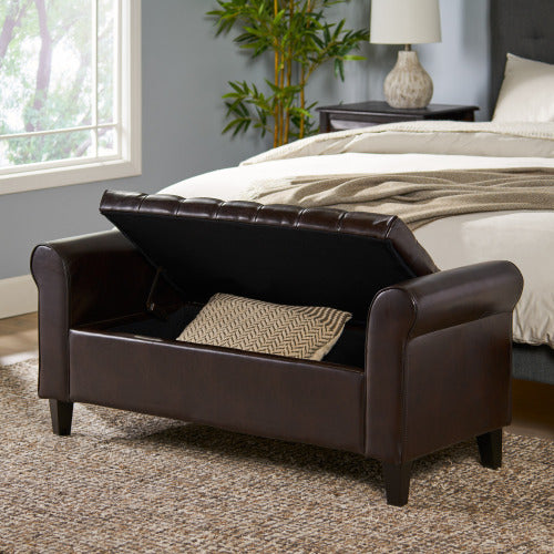 Fleefilo Storage Bench Brown Leather