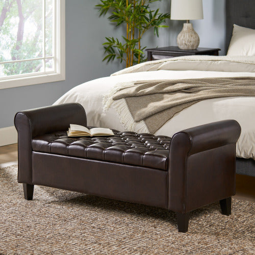 Fleefilo Storage Bench Brown Leather