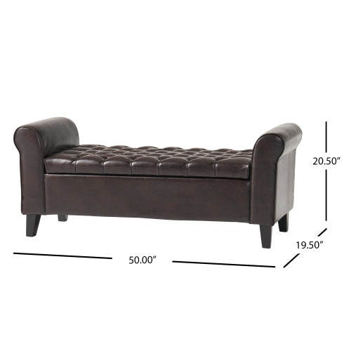 Fleefilo Storage Bench Brown Leather