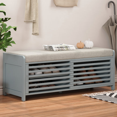 Fleefilo Grey Storage Bench for Living Room, Entryway Shoes Storage