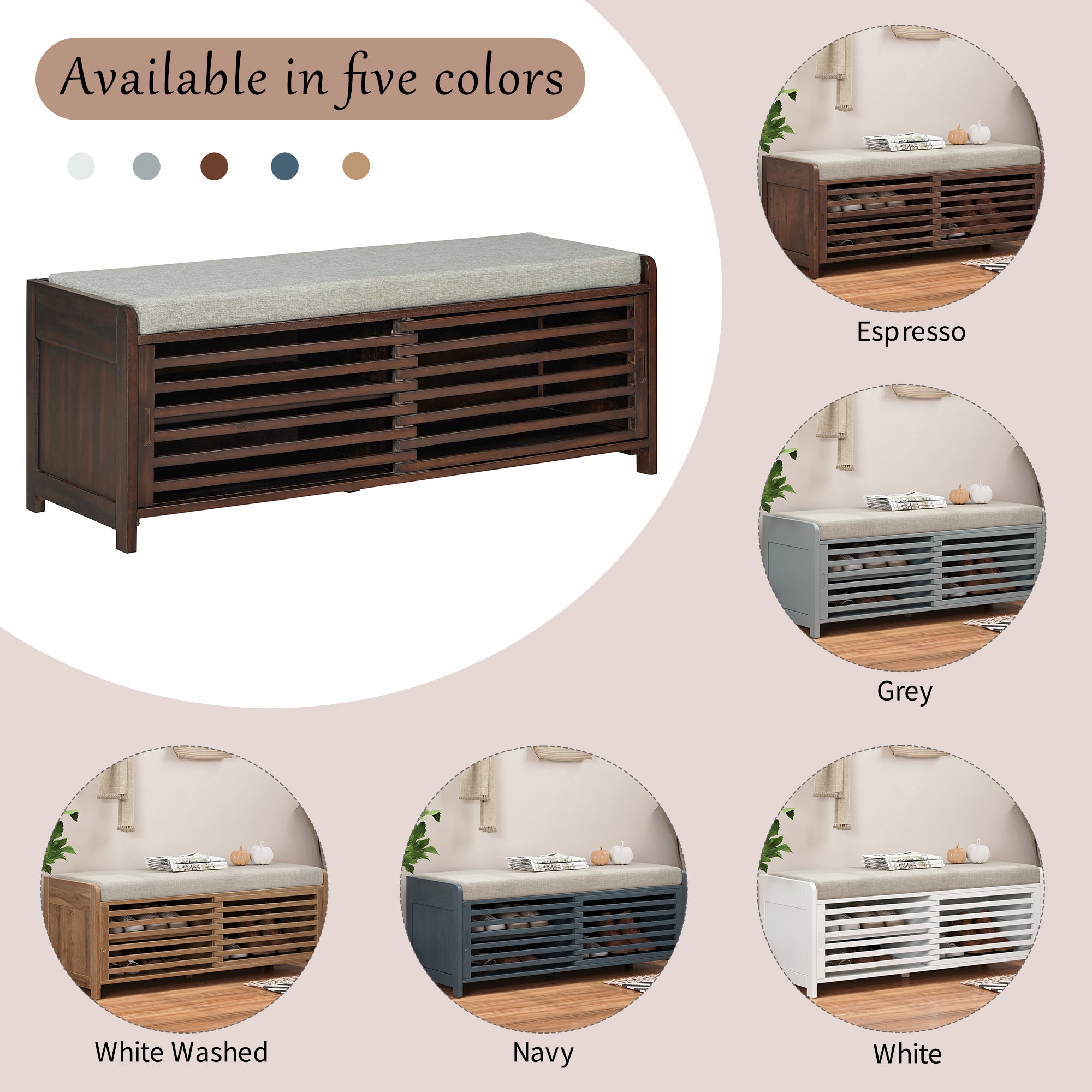 Fleefilo Storage Bench for Living Room, Entryway Shoes Storage