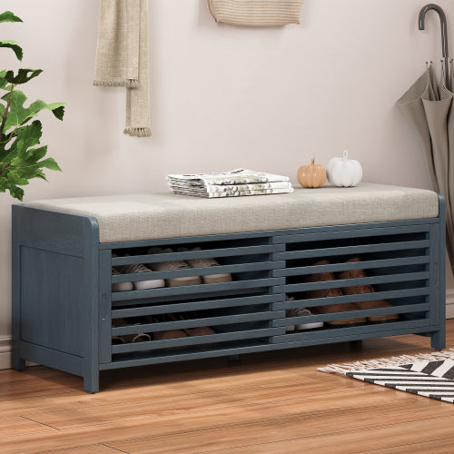 Fleefilo Navy Storage Bench for Living Room, Entryway Shoes Storage