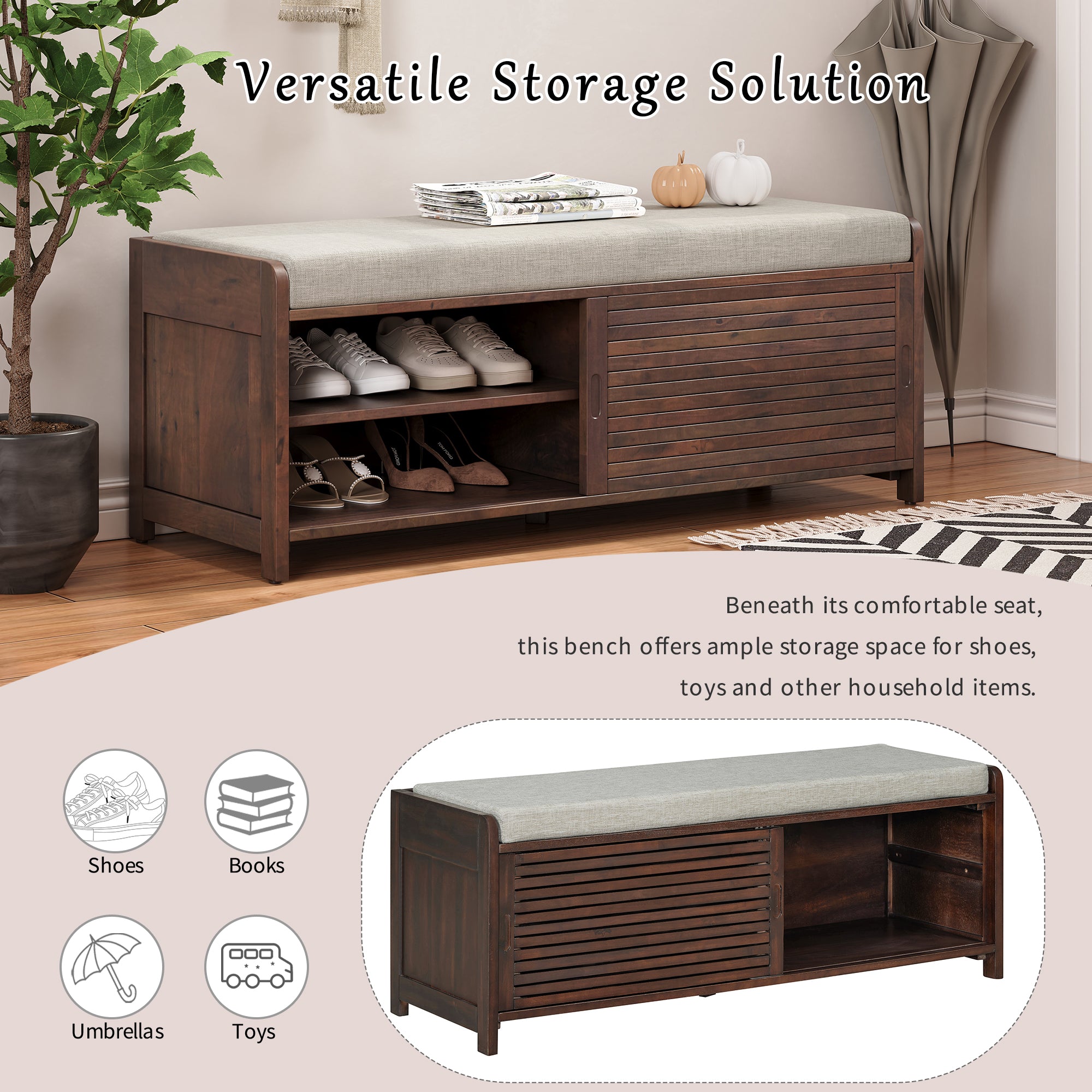 Fleefilo Storage Bench for Living Room, Entryway Shoes Storage