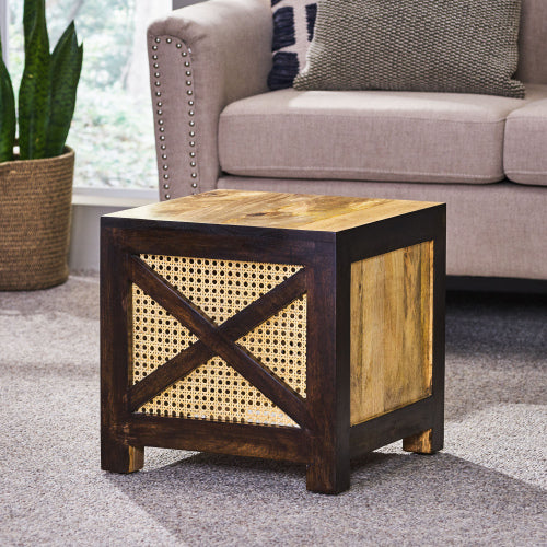 Fleefilo Wood Cube Ottoman