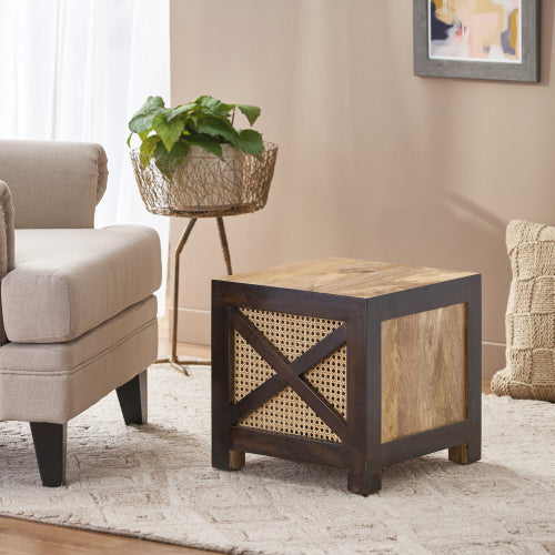 Fleefilo Wood Cube Ottoman