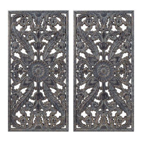 Home Decor 2 PCS Set Distressed Carved Wood Wall Decor Set