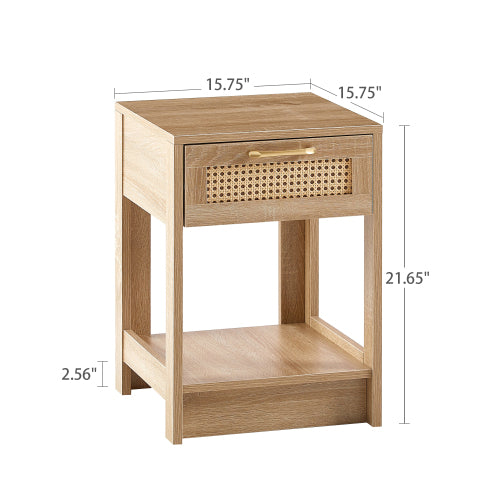 Home Decor Rattan End table with drawer