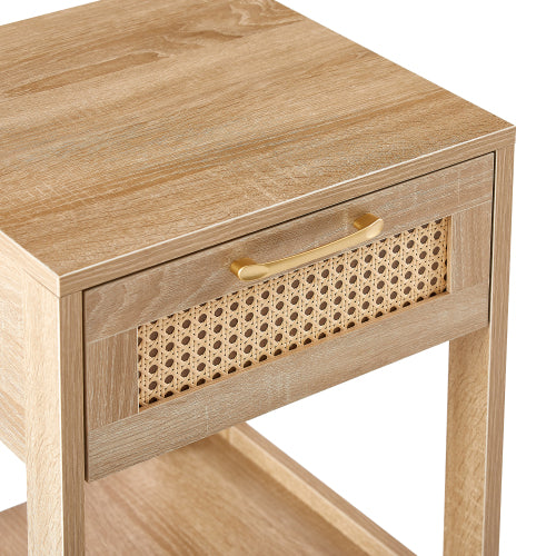 Home Decor Rattan End table with drawer