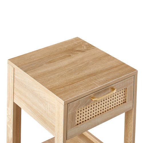 Home Decor Rattan End table with drawer